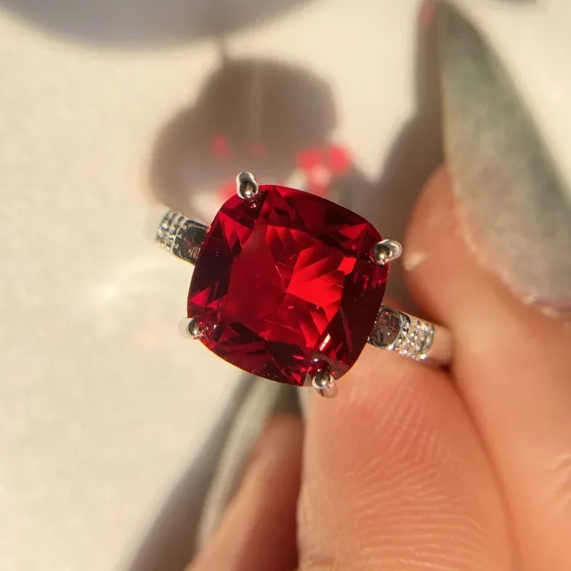 MDL مويسانيتي 1 نمط الجمال تقليد خاتم بيكستون طبيعي العقيق الأحمر حمامة الأحمر افتتاح مزاجه خاتم مجوهرات ملون #4