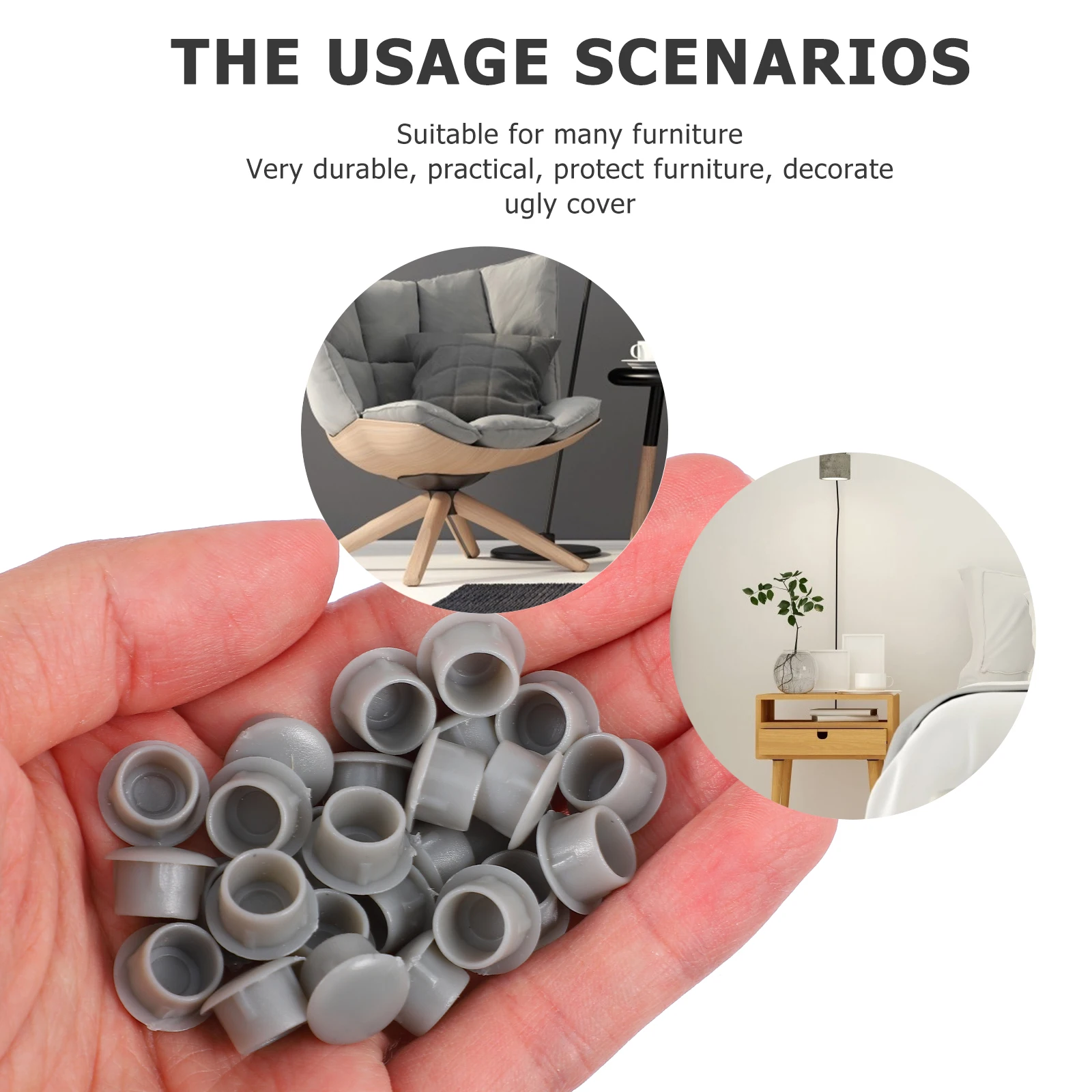 

200 Pcs Screw Cover Decorative Cabinet Hinge Plugs Cap Pp for Hole Round Plastic Door