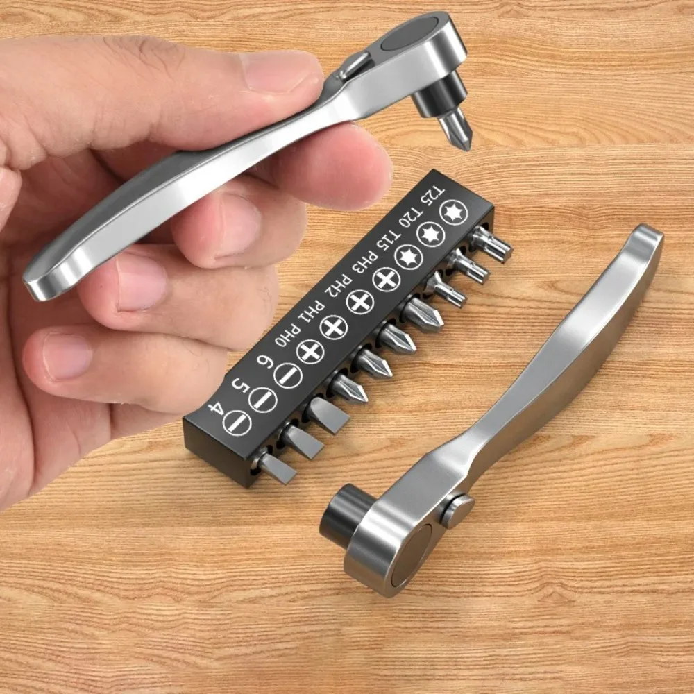New Mini Ratchet Wrench Set Fast Rotatable 72-tooth Screwdriver Bit Set Practical Two-way Hand Tool For Confined Spaces