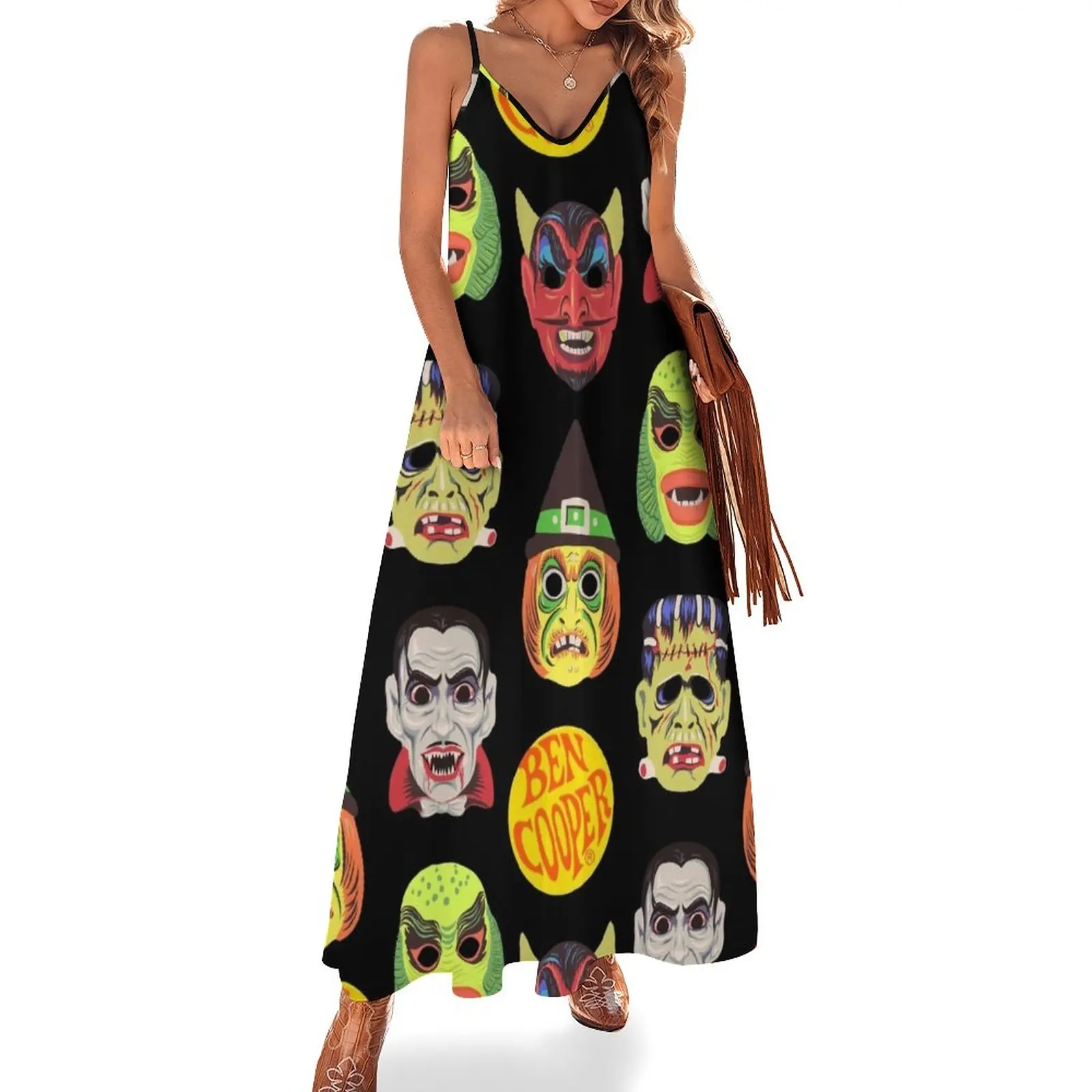 

Vintage Halloween Masks Sleeveless Dress Women's summer dresses Dress for pregnant women prom dresses