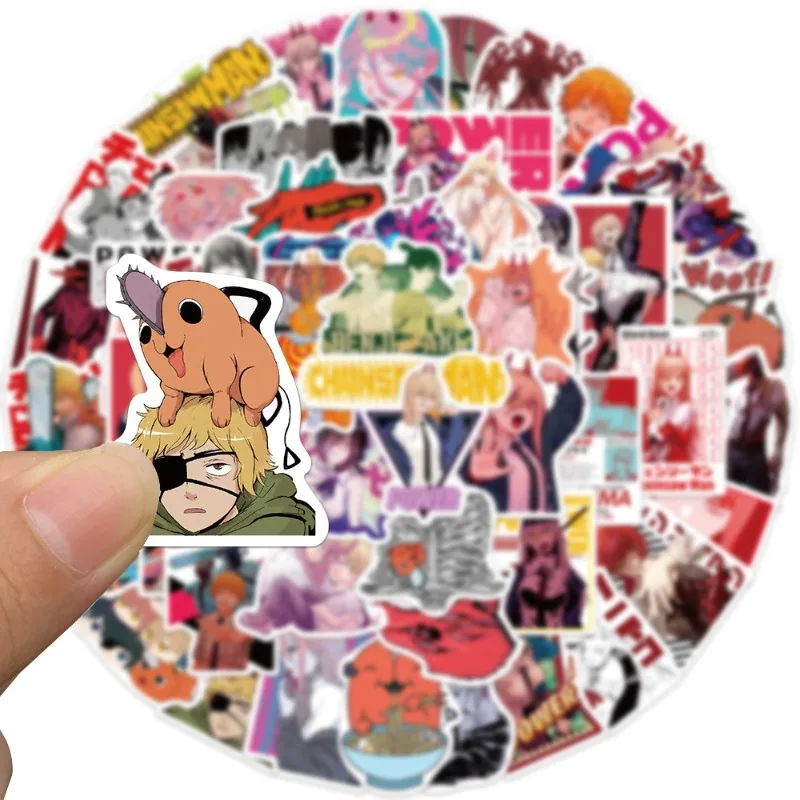 50pcs Anime Chainsaw Man Stickers Vinyl Waterproof for Laptop Phone Case Notebook Water Bottle DIY Stickers view 2