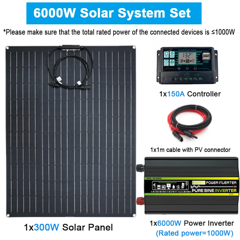 18 V 300 W 600 W flexibles Solarpanel-Set, monokristallines Solarstromzellen-Ladegerät für Outdoor, Camping, Yacht, Wohnmobil, Auto, Wohnmobil, Boot