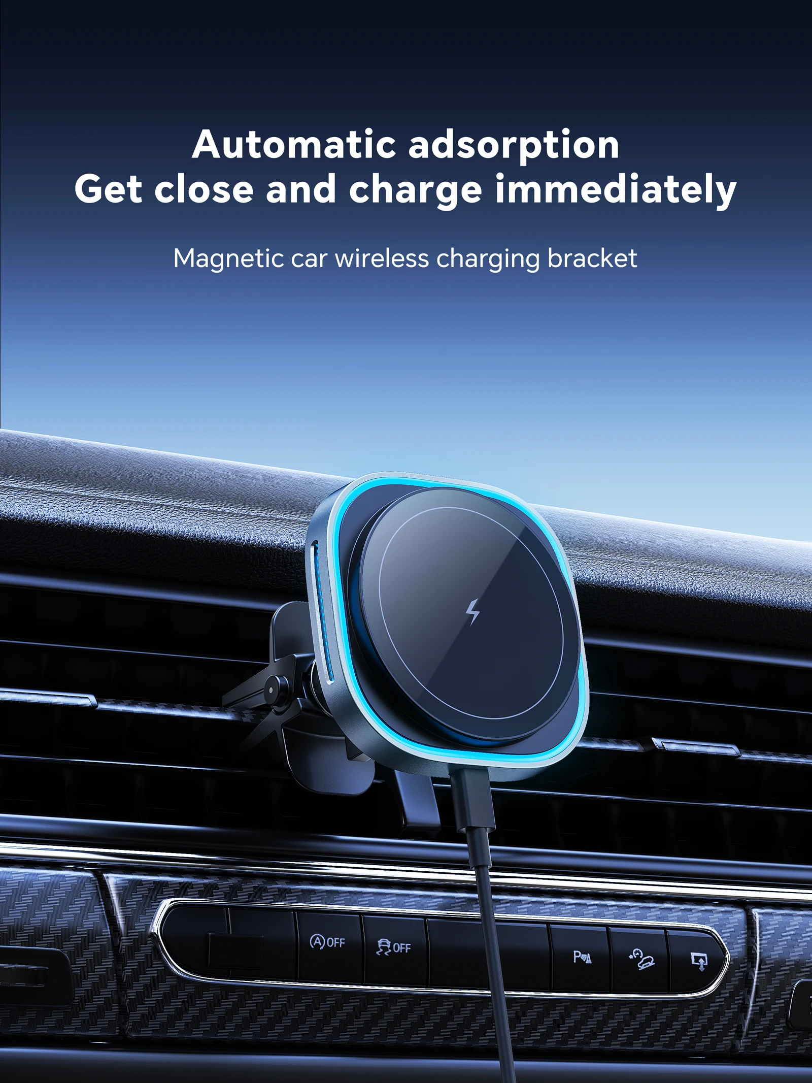 15w Magnetic Wireless Charger Car  Mount Strong Magnetic Fast Charging Car Phone Holder Magnetic Wireless Car Charger