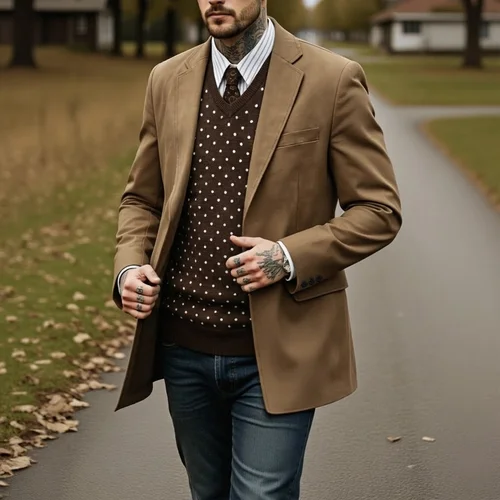 Imagen 2 del producto Blazer Casual Elegante de Gamuza para Hombre, Chaqueta de Traje con Forro Vintage para Oficina - Estilo Urbano M-2XL