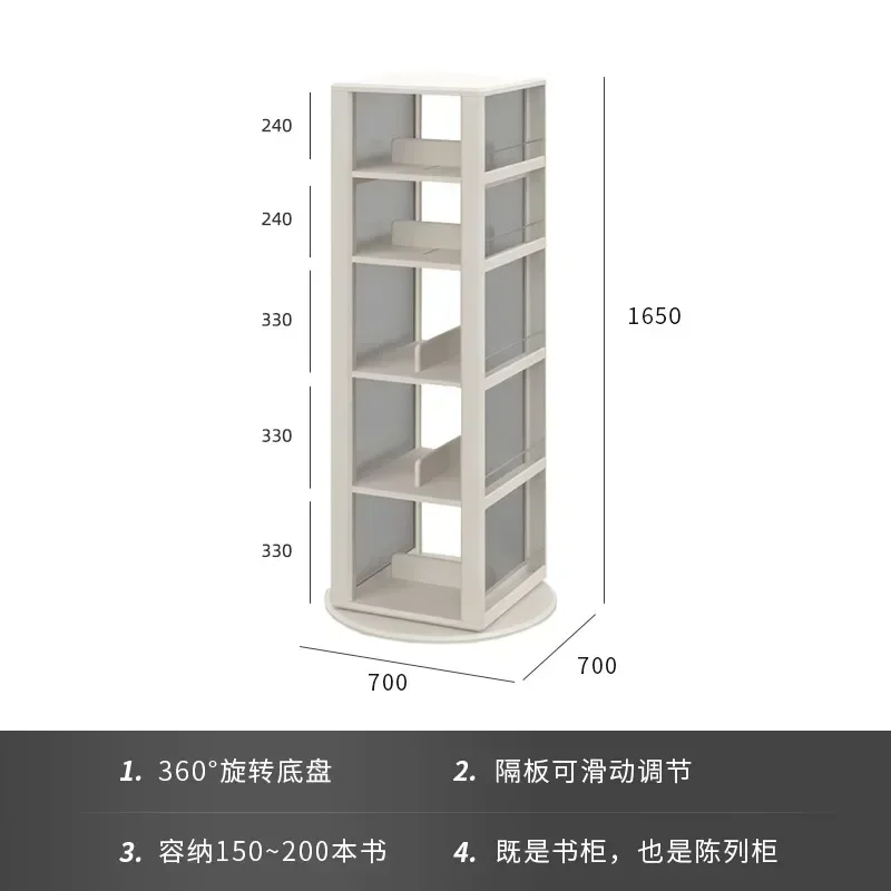 Dressing Mirror Bookshelf Integrated Floor Mirror Nordic Style 360-Degree Rotating Bookcase Floor Storage Rack