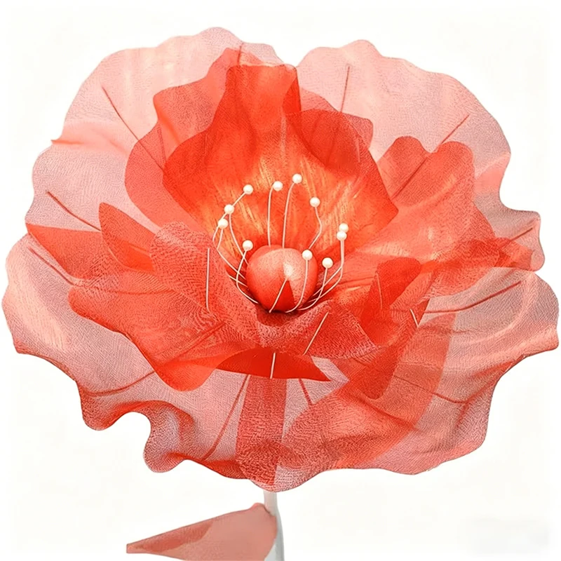 50cm Große Transparente Tüll-Blume Künstliche Blume mit Perlen-Akzenten für Heimdekoration Outdoor-Hochzeit Foto-Requisiten – Detail 6