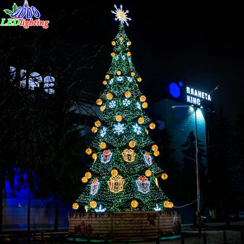

Custom. IP65 waterproof warm white light balls Large Outdoor Decoration LED 3D Lighted Cone Tree