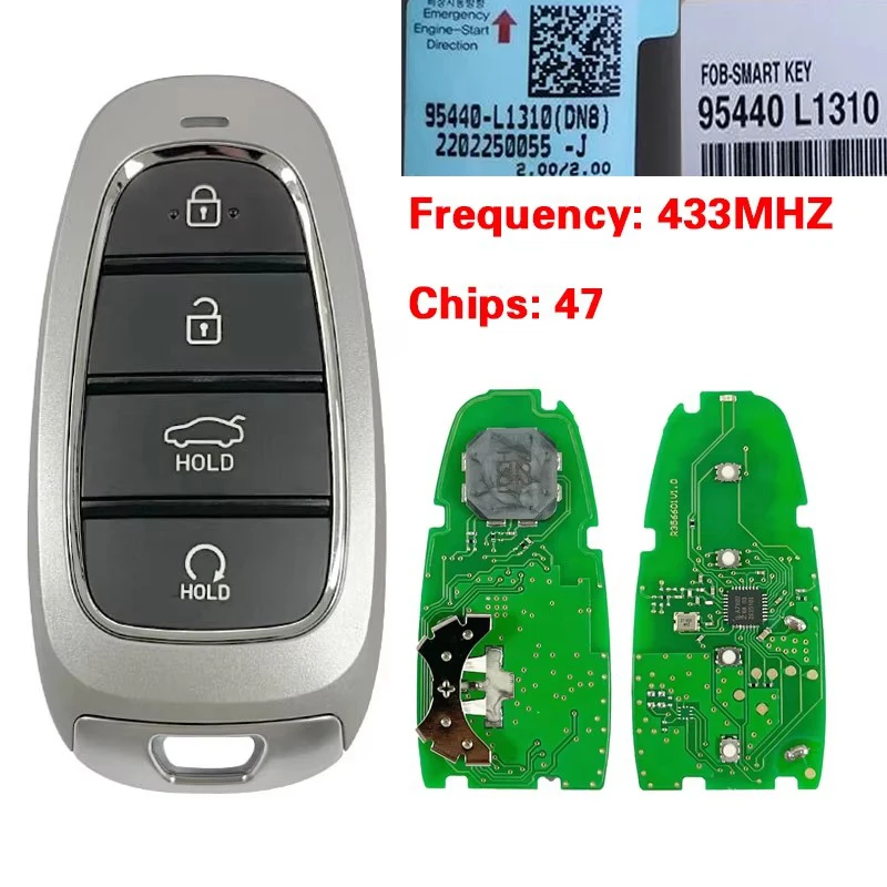 KEYECU Replacement Smart Proximity Remote Key 4Button 47 Chip 433MHz for Hyundai Sonata 2022 95440-L1310 , 95440L1310