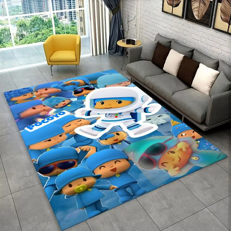 Cute P-Pocoyo Elly Pato Cartoon Non-Slip Area Rug for Living Room,Bedroom,Playroom,Soft Carpet Floor Mat Home Decor Rug  Room