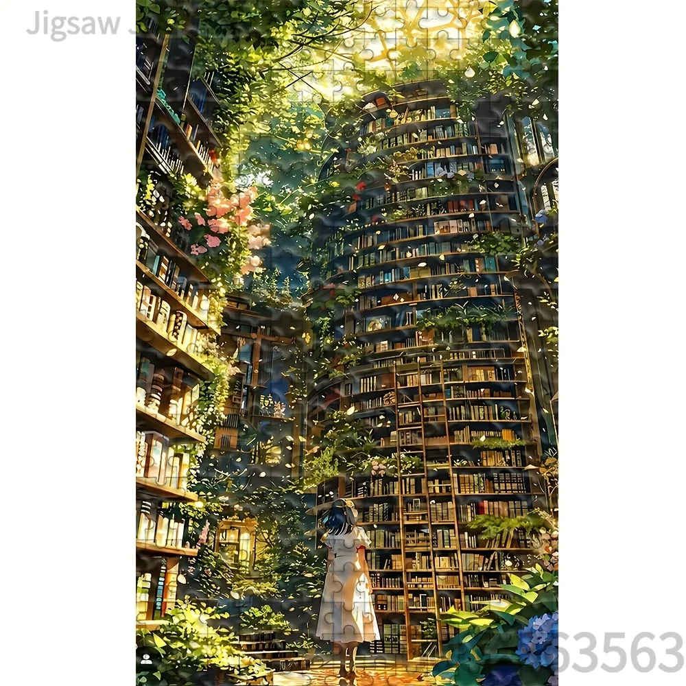 Creative Art Jigsaw Puzzle, Vine Library Girl, Van Gogh Sunflowers, Surreal Castle, Zebra Tub Scene, 500-2000 Pieces