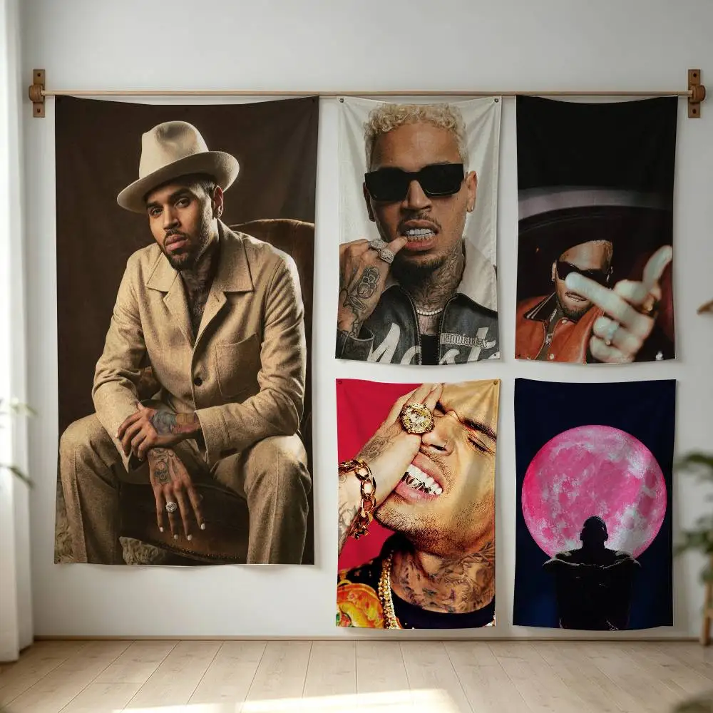 B-Brown C-Chris Brown Flag Digital Printing Banner for Garage Wall Out Door Decoration