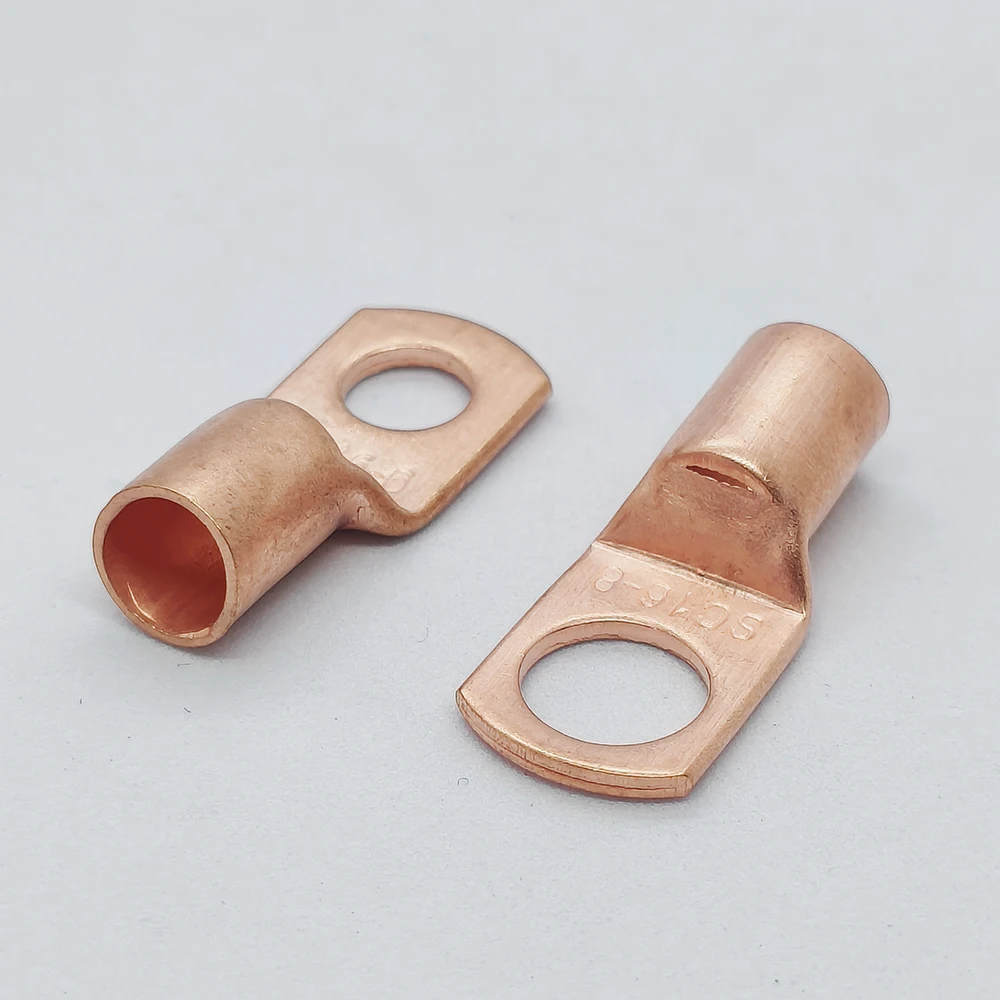 10 Stück Kupfer-Ringkabelschuhe, blanke Kabelverbinder, elektrische Crimpklemmen SC4-4 4-6 6-6 6-8 10-6 10-8 16-6 16-8 16-10 25-8 25-10 – Detail 2