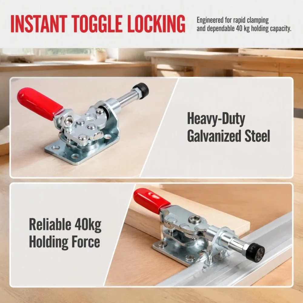 2pcs 40kg Holding Capacity Push Pull Toggle Clamp Quick Release High Efficiency Quick Release Toggle Clamp Push Pull Lever Clamp