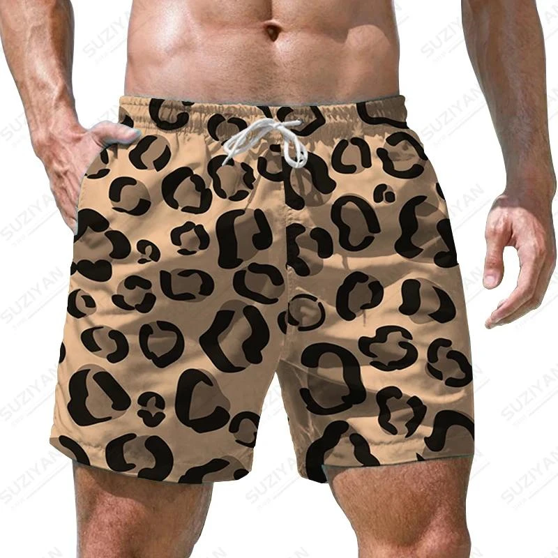 Men\'s Leopard Print Beach Shorts 3d Print Casual Party Clothes Board Shorts Harajuku Breathable Swimsuit Homme Oversized Clothes