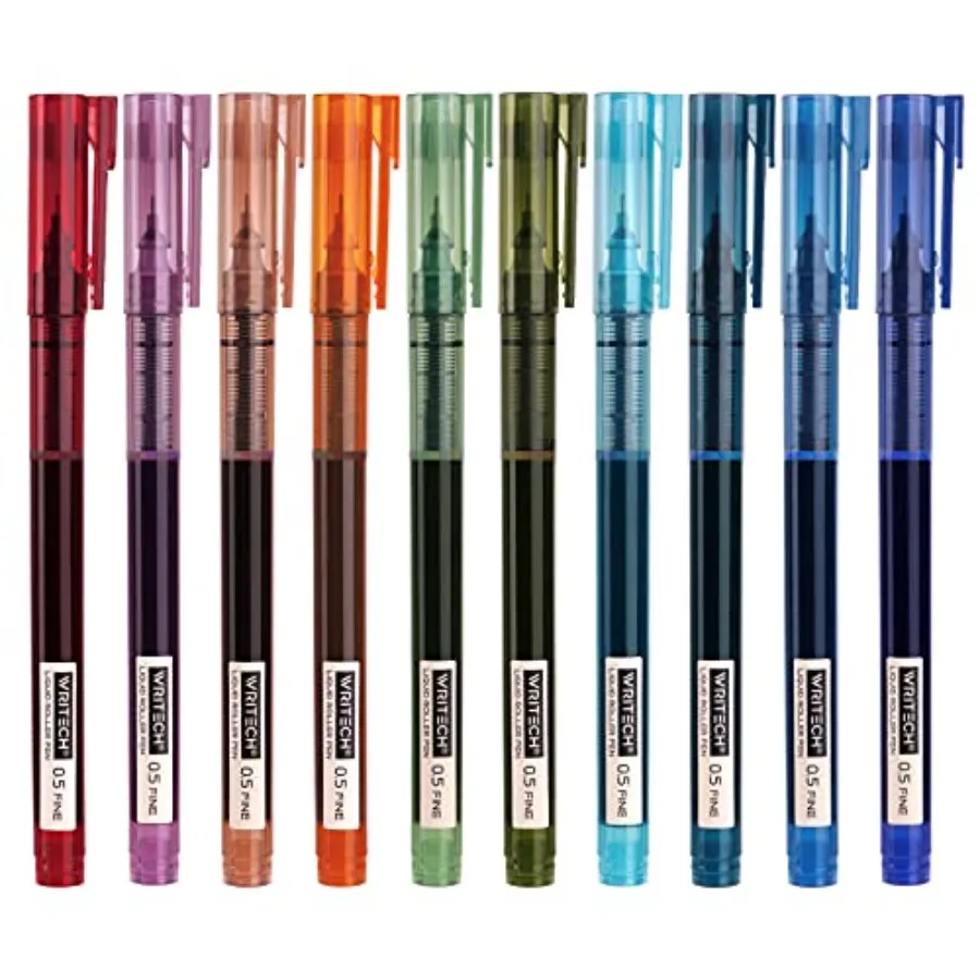 

Rolling Ball Pens Quick Dry Ink 0.5 mm Extra Fine Point Pens 10 Pcs Liquid Ink Pen Rollerball Pens Vintage Color