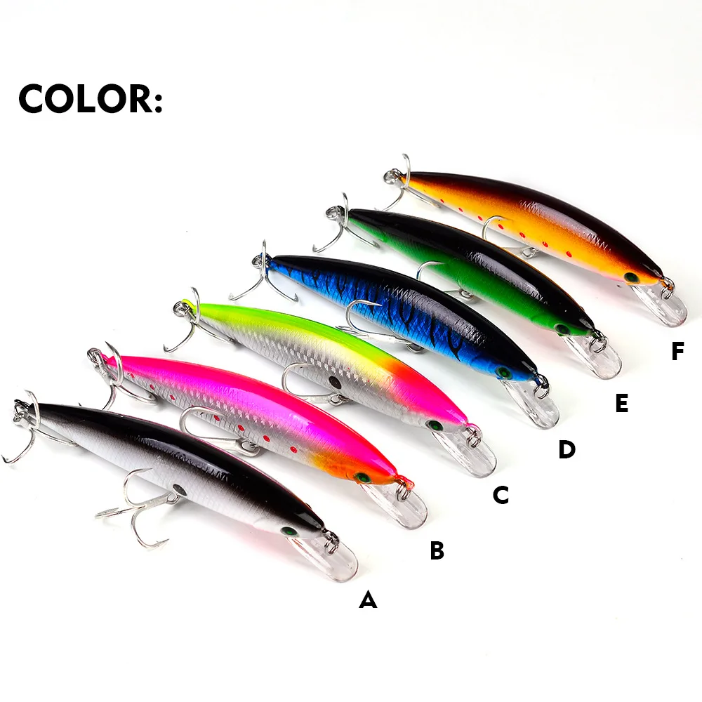 

PROBEROS Minnow Lure 1pcs Fishing Lure 41g 13cm Hard Artificial 6 Color Crankbait Fishing Baits 2# Treble hook dw1064