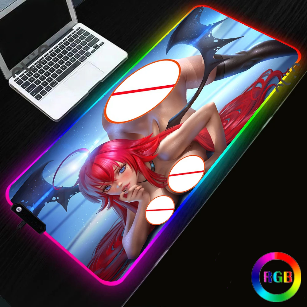 

Uncensored Hot Sexy Girl Mousepad Rgb High School DxD Gaming Mouse Pad with Backlight LED Laptop Keyboard Gaming Accessories