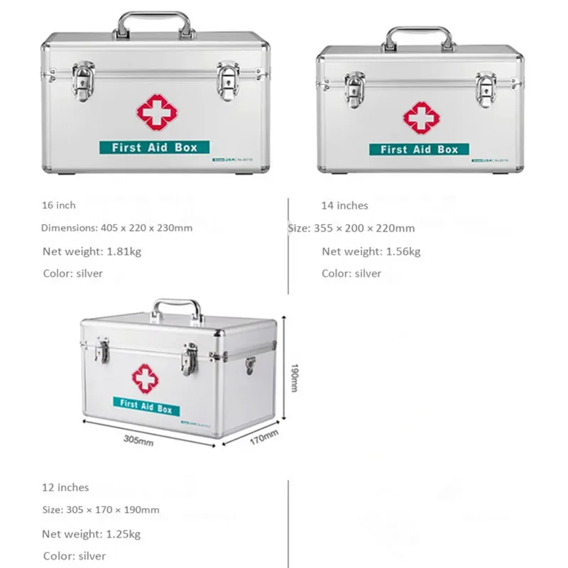 Household Medicine Shoulder Suitcase Aluminum PVC Lockable Portable Family Medicine Box Safety Protection First Aid Kit Bag Lock