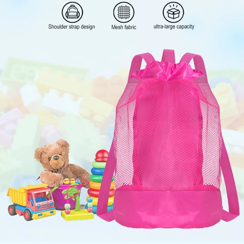 3pcs Foldable Beach Bag Portable Mesh Ultra Light Baskets Storage Bag Outdoor Children Candy Color Swimming Bags