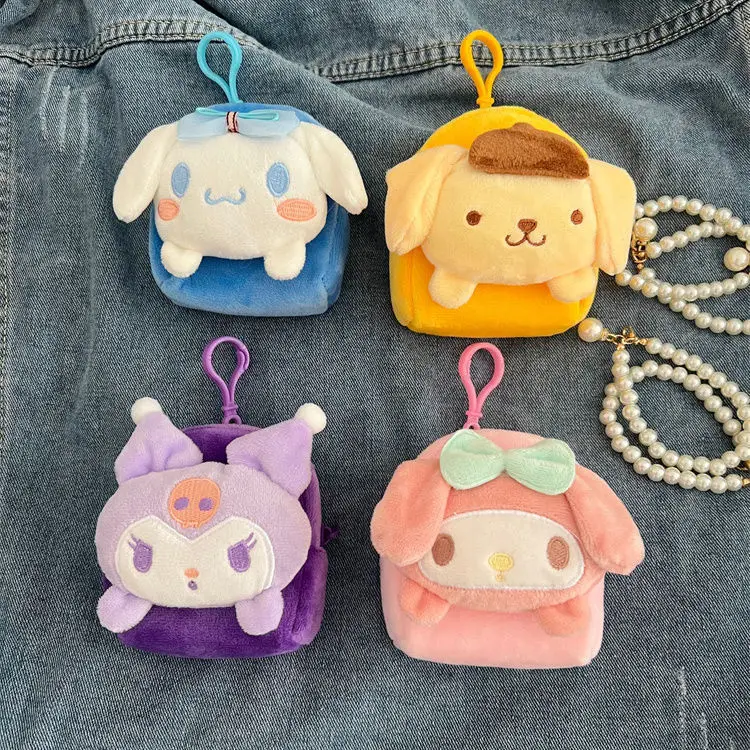 

Miniso мультфильм Sanrio рюкзак плюшевый кошелек для монет милая мелодия маленькая сумка для хранения студенческая сумка для монет кулон