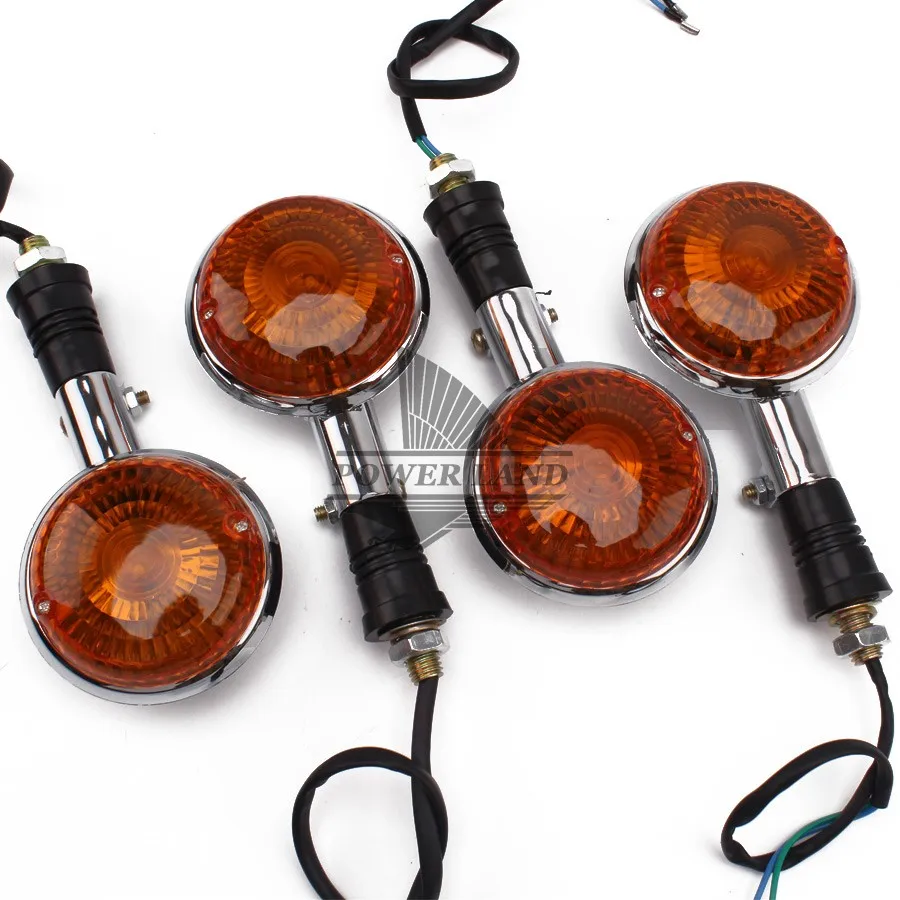 2pairs 12V Mototcycle Amber Lens Amber Light Turn Signal Lights Lamp Indicators Universal For YAMAHA V MAX 1200 XVS 650 400