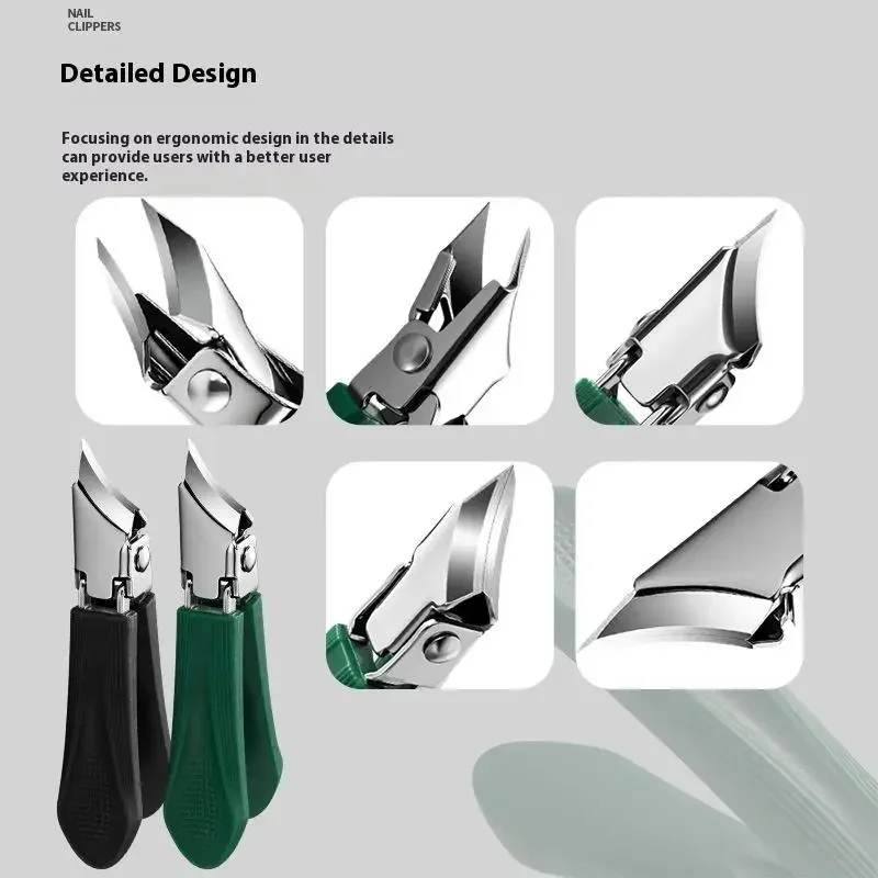 مقص أظافر بزاوية حادة للغاية من الفولاذ المقاوم للصدأ لقص أظافر وأظافر القدم ومزيل للبشرة المضاد للرذاذ للنظافة الشخصية