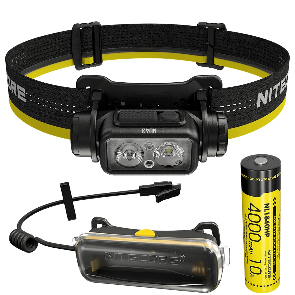 

Original Nitecore NU43 1400 Lumen 3400mAh 18650 USB-C Rechargeable Headlamp+ 18650 Extension Battery Case Outdoor Camping Search