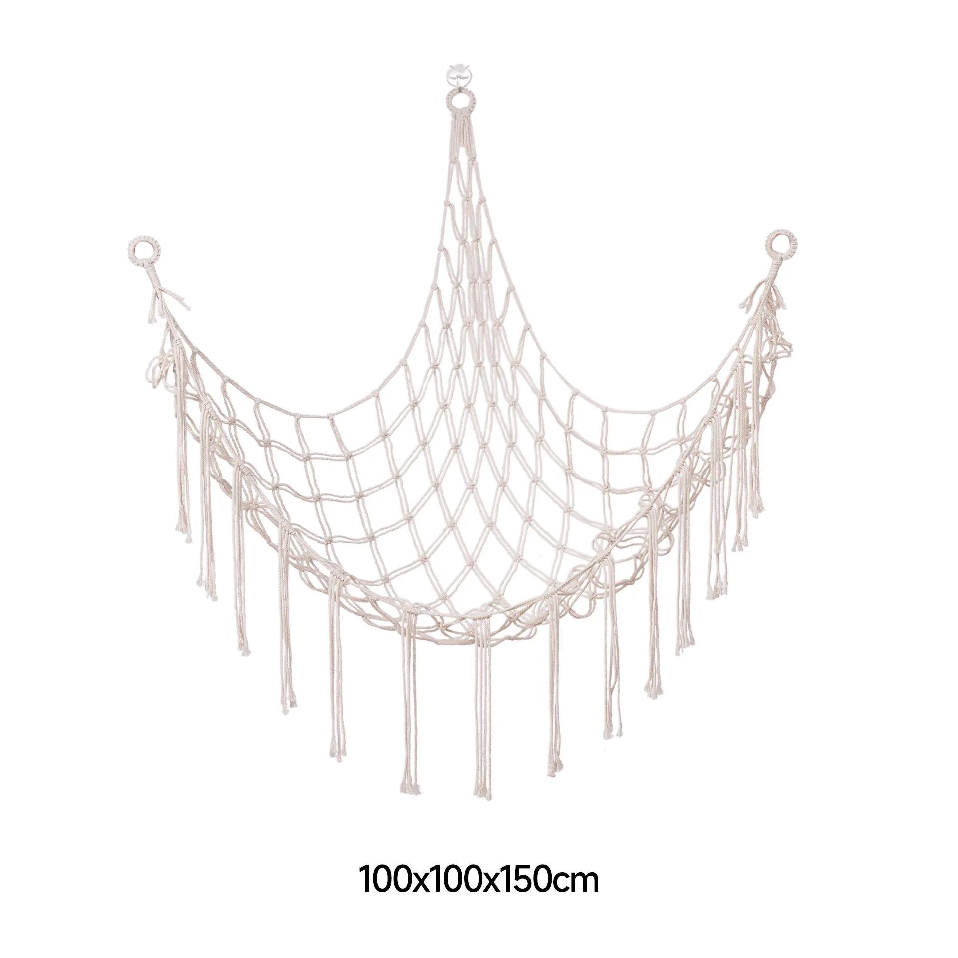D5 Wall Hanging Hammock Decor Net Toy Storage Bag Boho Plush Woven Mesh Stuffed Animal Storage Holder Space Saver Living Room