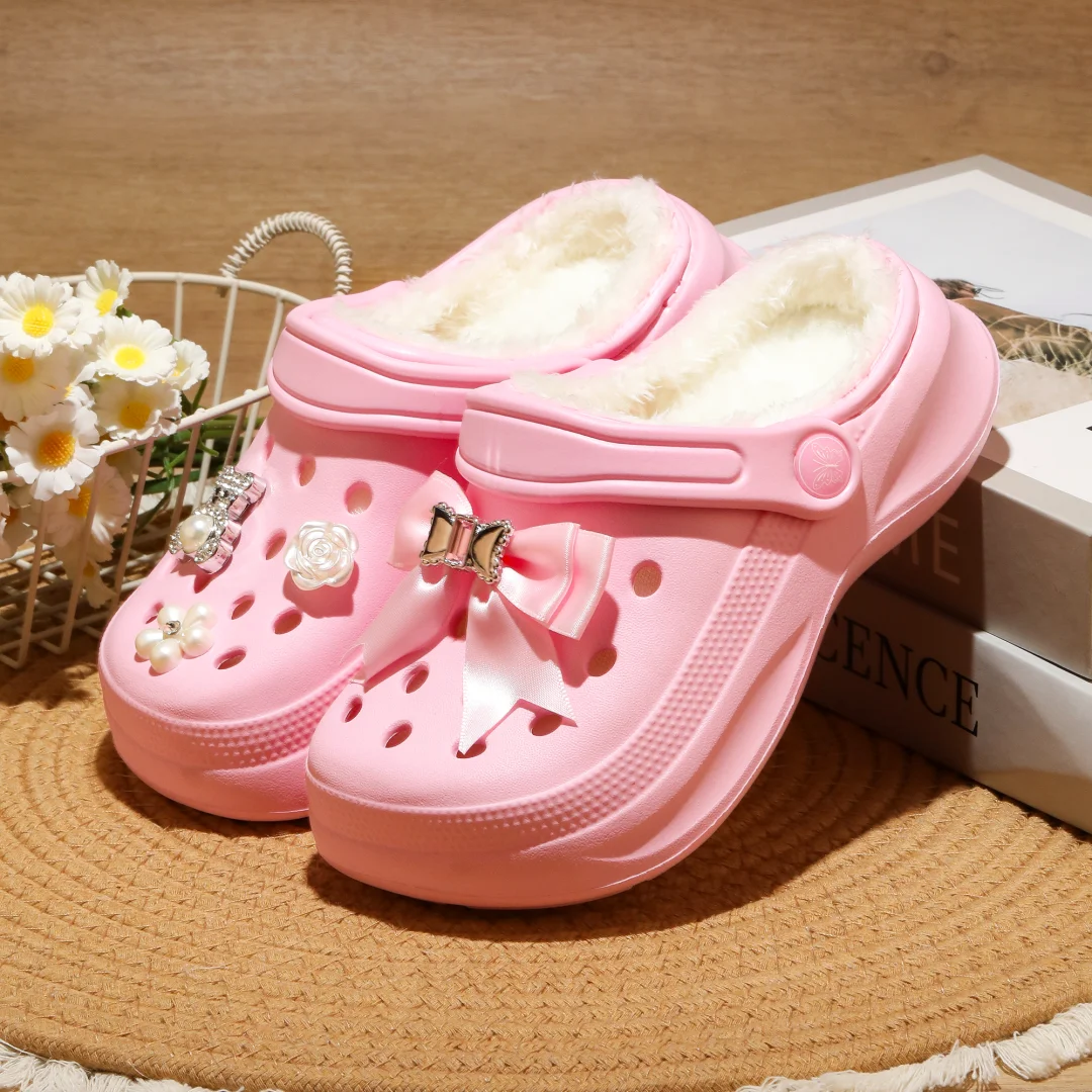 Kinder-Clogs und -Mules mit Fellfutter, leichte Garten-Schuhe mit Baumwollfutter, warme Hausschuhe für Jungen, Mädchen und Kleinkinder, 168. – Detail 10