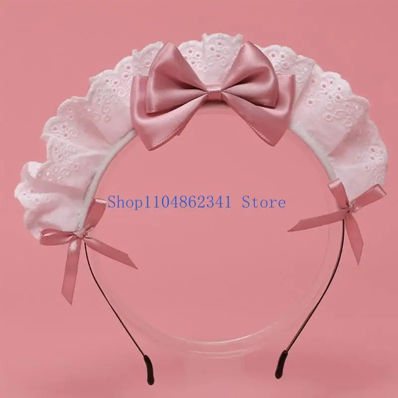 5asd gothique Punk coiffure ménage dentelle cheveux accessoires Cosplay bandeaux doux ébouriffé Satin nœud