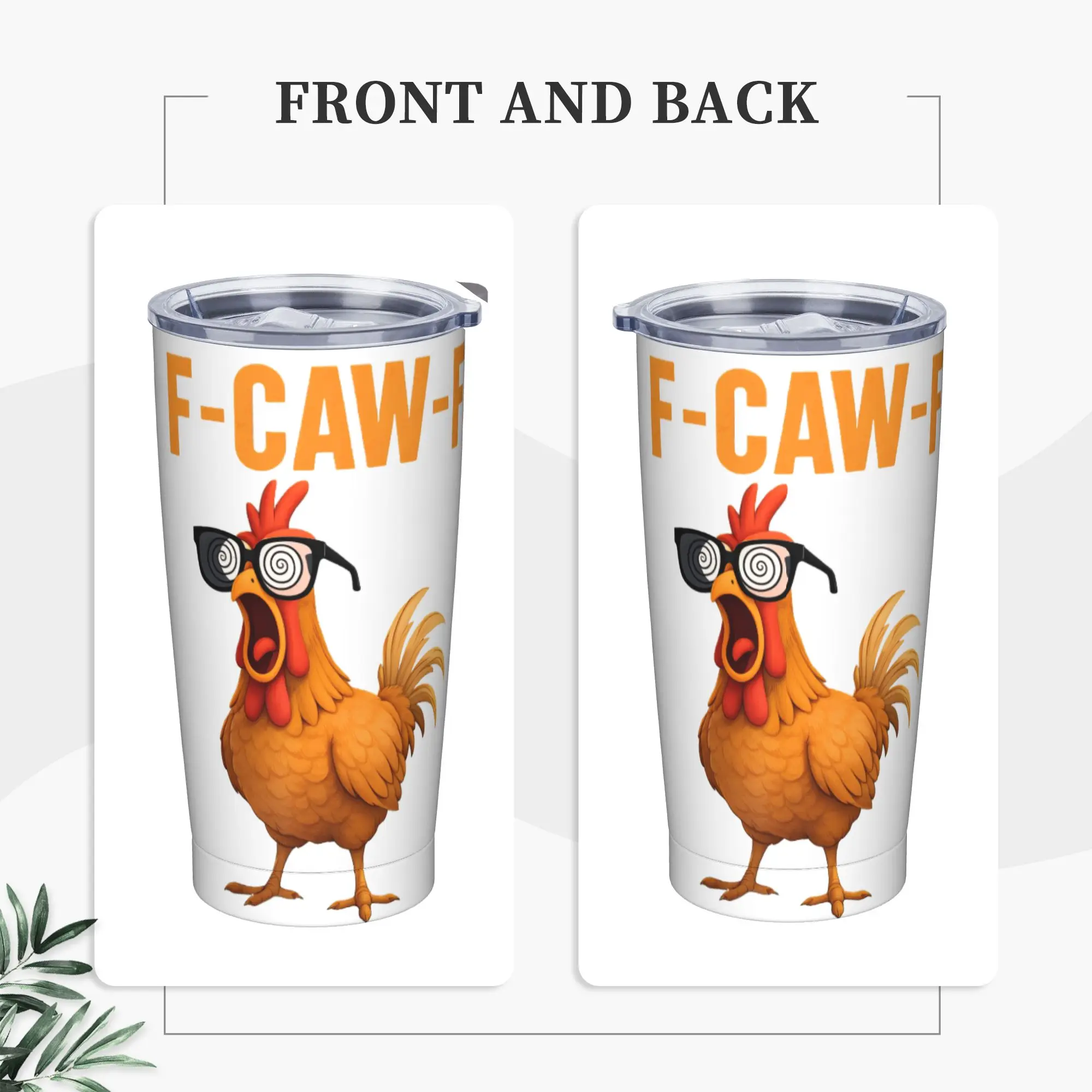 Stainless Steel Tumbler F Caw F Rooster Funny Bird Fcawf Chicken Mugs Cup With Straws Travel Cold and Hot Water Bottle Leakproof