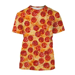 Sausage Pizza Pattern T Shirt Men Food 3D Printed Tees Summer Casual Round Neck Unisex Oversized Tops Short Sleeves T-Shirts