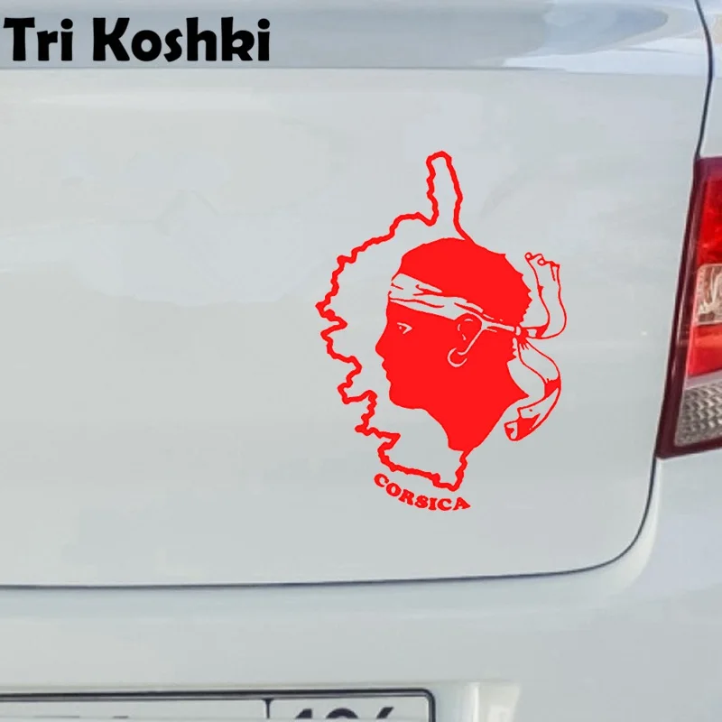 Tri Koshki H1490 Corsica Beauty Island Moorish Head Map Car Sticker Vinyl Decals Sticker on Car Motorcycle Truck Bumper Laptop