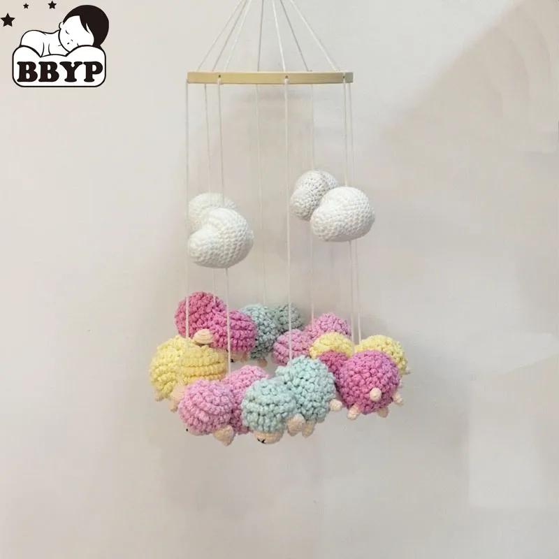 Baby Rattle Toy 0-12 Months Crochet Sheep Mobile Newborn Music Box Crochet Bed Bell Hanging Toys Holder Bracket Infant Crib Toy