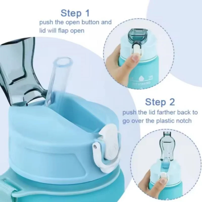 750ML Sports Water Bottle with Time Marker Leak-proof Cup Motivational Portable Water bottle for Outdoor Sport Fitness BPA Free