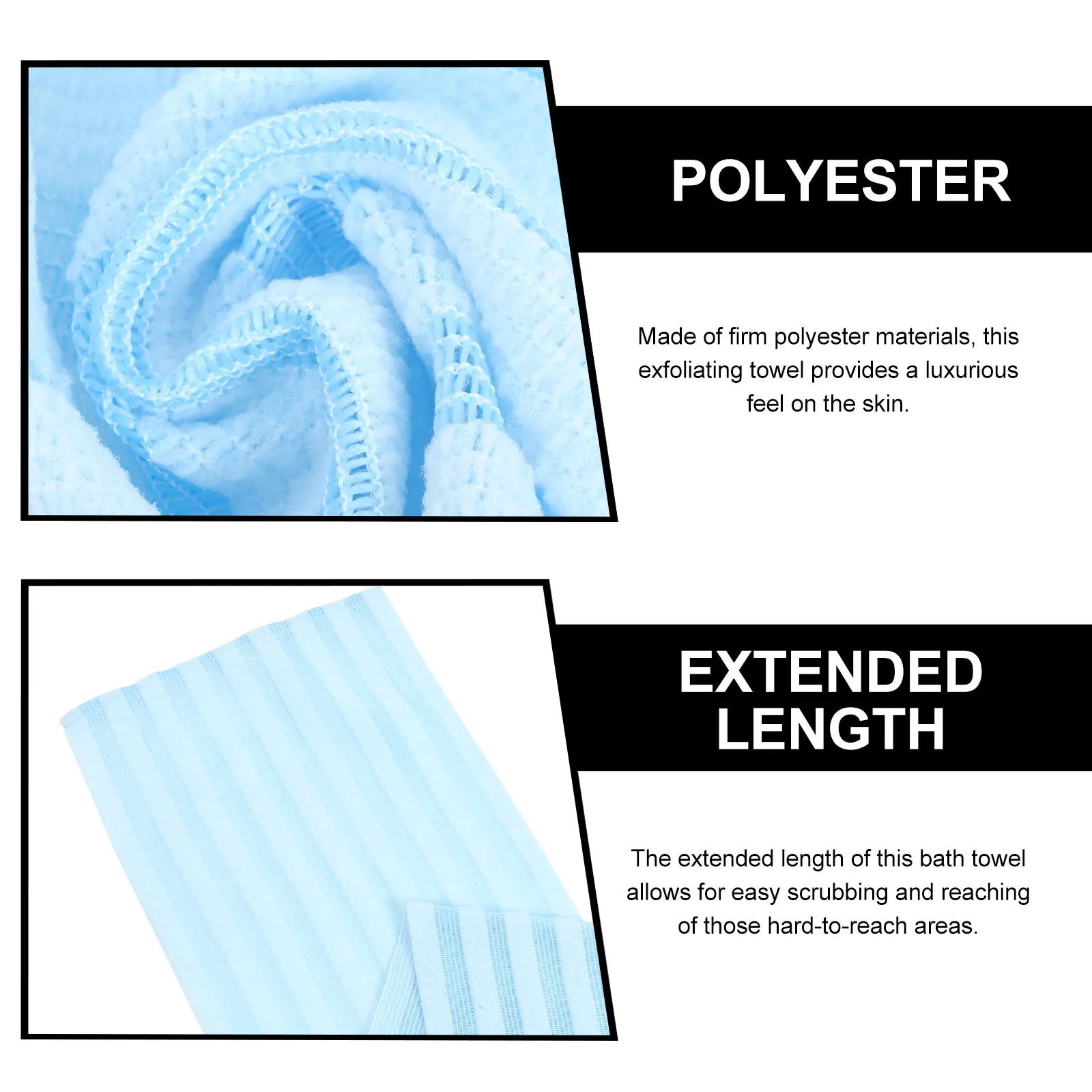 

2pcs Back Towel Exfoliating Bath Washing Cloth Long Handle Body Shower Scrubber Bathing Supplies Scrubber Cloth For Body