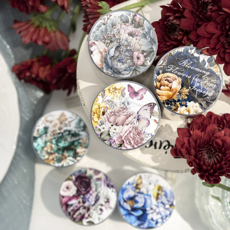 200 ซม./ม้วนเทป PET ศิลปะโรแมนติก Rose ดอกไม้ธีมสร้างสรรค์ Guka Collage วัสดุ DIY บัตรอวยพรกรอบรูปตกแต่ง