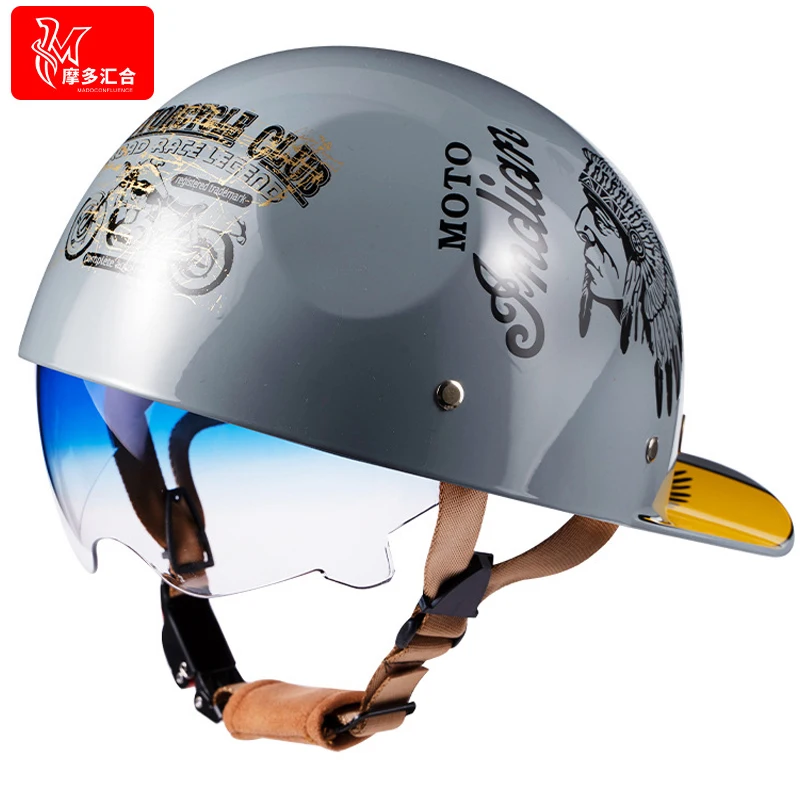 

For Harley Retro Riding Helmet Fashion Motorcycle Helmet Baseball Cap Vintage Helmets Half Summer Knight Riding Electric Scooter