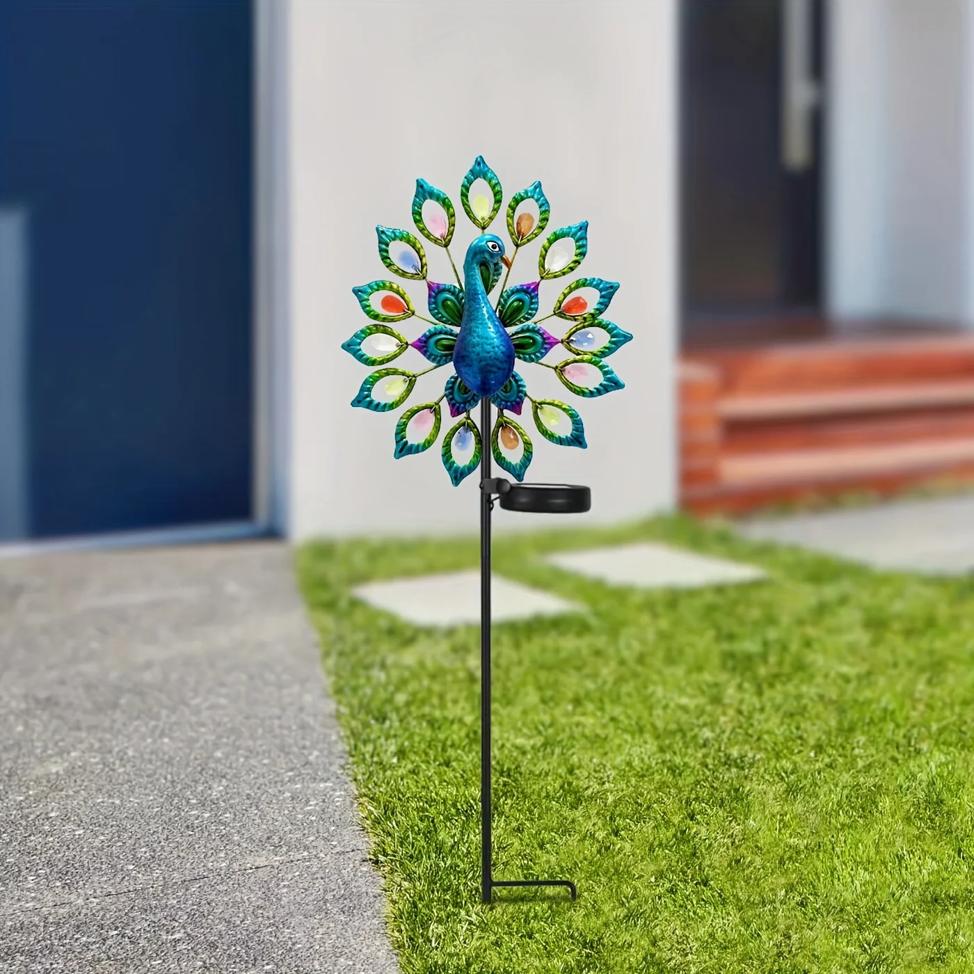 1pc Peacock Color Solar Light, Suitable For Garden, Courtyard, Lawn, Doorway, Pond, Balcony