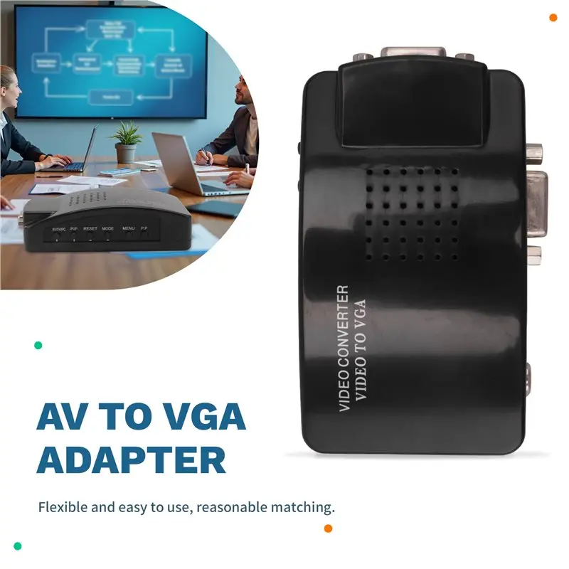 A41Z-AV To VGA Adapter RCA VGA Converter PC RCA Composite S-Video AV Input To PC VGA LCD Output Converter Switch Box