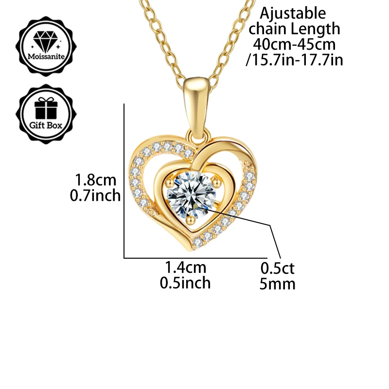 

LAMVOICE Jewelry for women, S925 sterling silver necklace, christmas gift, high quality gift, 0.5 carat moissanite necklace