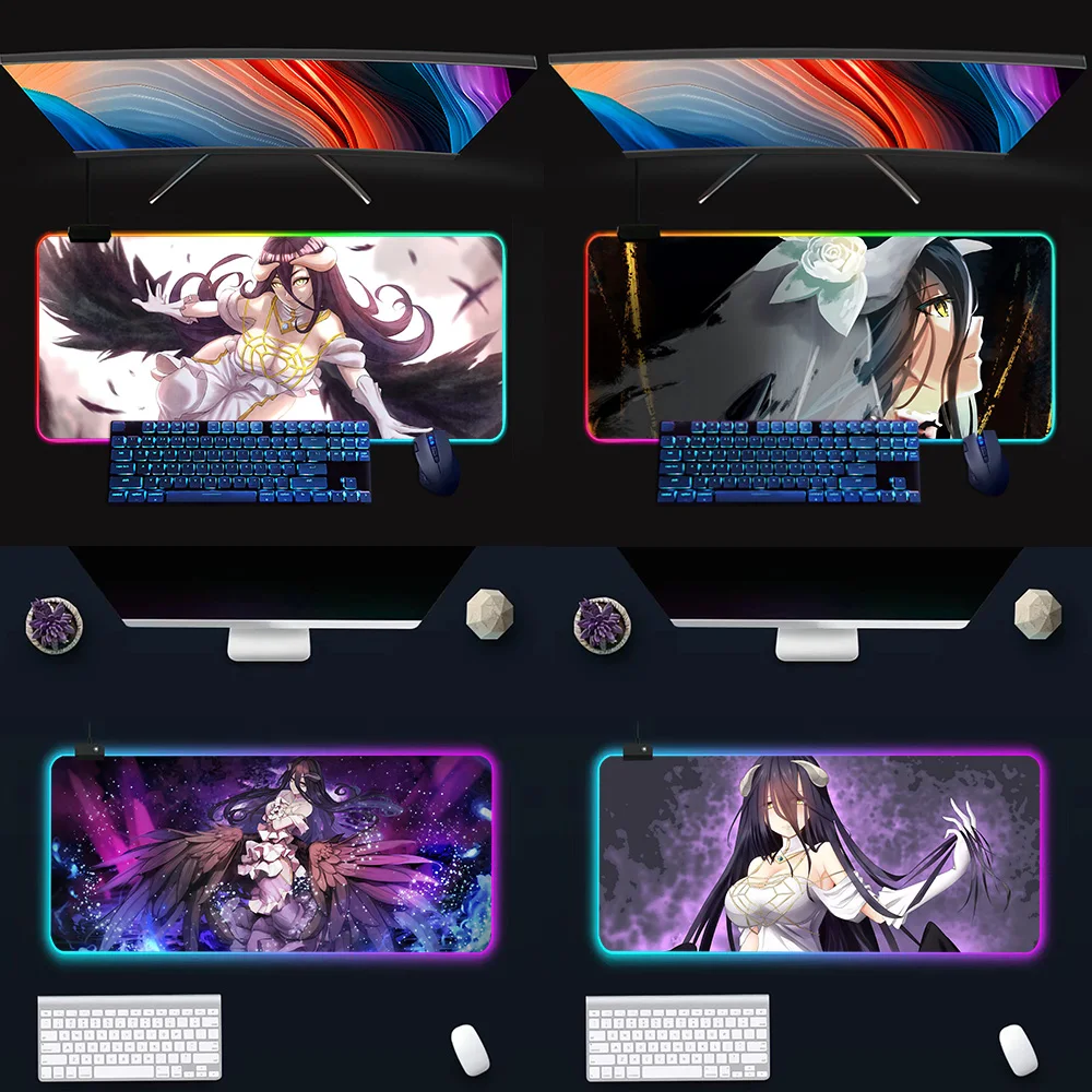 Albedo Overlord RGB Pc Gamer Keyboard Mouse Pad Mousepad LED Glowing Mouse Mats Rubber Gaming Computer Mausepad