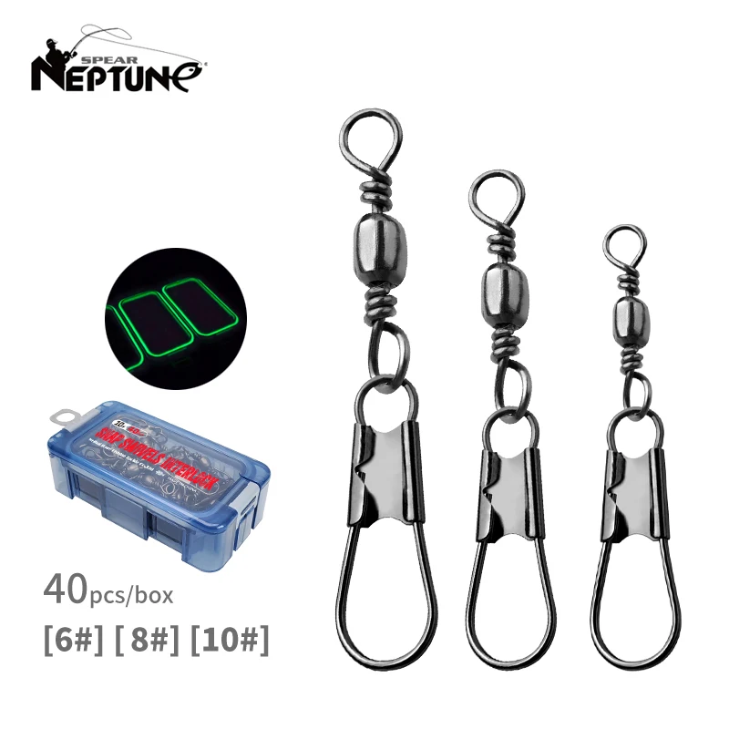

Соединитель для рыбалки из нержавеющей стали, 40 шт., 6 # -10 # Подшипниковый вертлюг с коробкой, аксессуары для рыболовных снастей для крючка для приманки