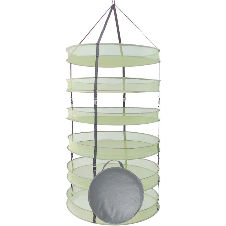 Collapsible 2.5 ft Hanging Dry Net Rack for Hydroponic Herb Pot Vegetable Fruit Flower or Clothes Laundry Ideal Indoor Outdoor