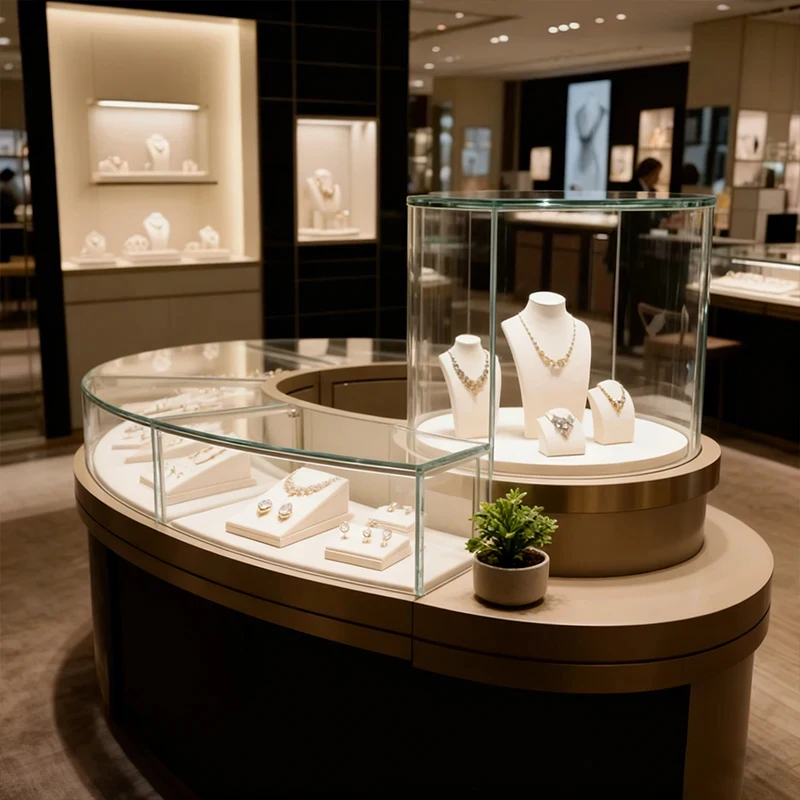 custom.Factory One-stop Custom High Quality Jewelry Store Display Cabinet Set Whole-store Assembled Jewelry Display Showcase Eas