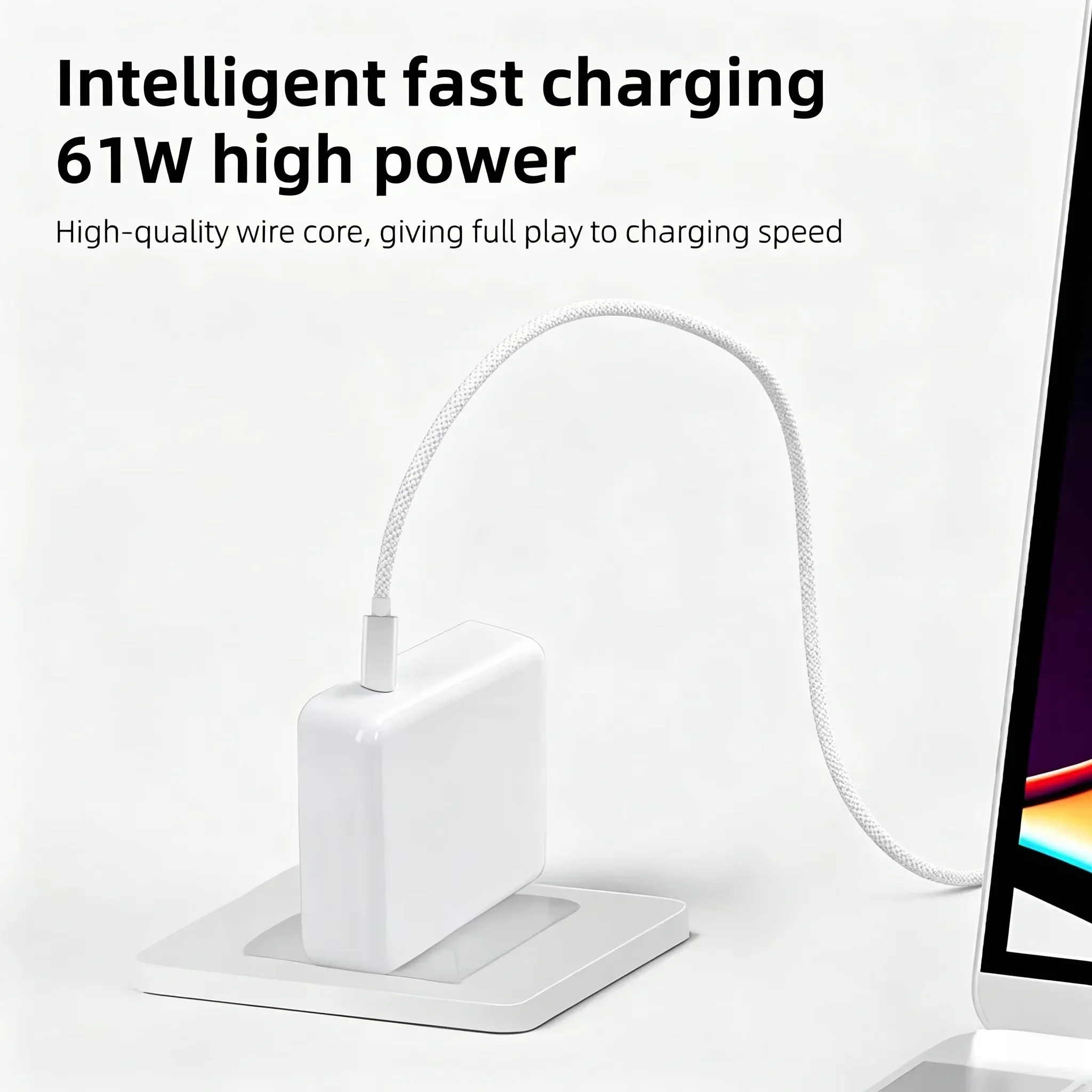 61W 87W PD Charger Braided USB‑C Cable Magnetic1 L‑tip Magnetic2 T‑tip Power Adapter for Old MacBook Air Pro 45W 60W 85W Laptops