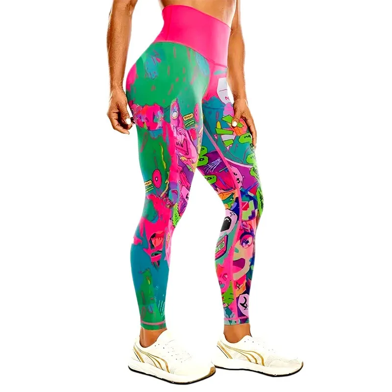 New Printing Sports Fitness Yoga Pants Cycling Leggings High Waist Hip Quick-drying Gym Tights Women Work Out Legging