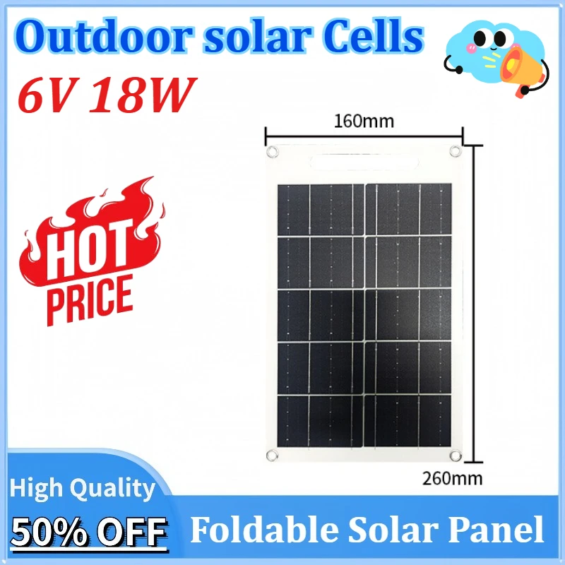

New 18W Solar Panel 6V Solar Cell for Phone RV Car MP3 PAD Charger Outdoor Battery Supply Power Battery Charger Car Van Boat Kit