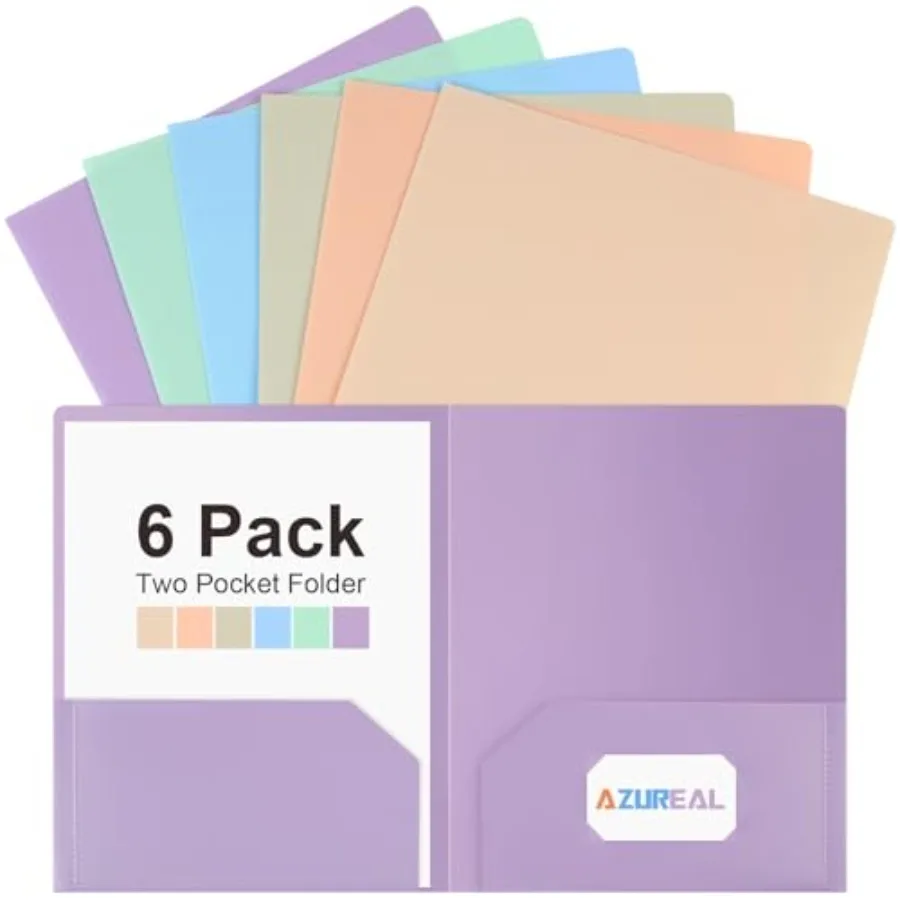 

6 Pack Colored Folders with Pots and Removable Labels Stir Plastic Pot Folders Durable Heavy Duty 2Pot File Folders for School