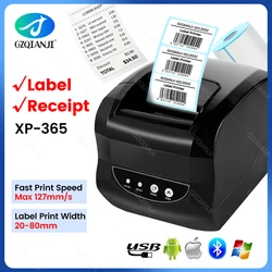 Xprinter XP-365B 3 inch Thermal Label USB Bluetooth Printer Barcode Sticker Receipt Bill POS Maker for Android iOS Windows 80mm